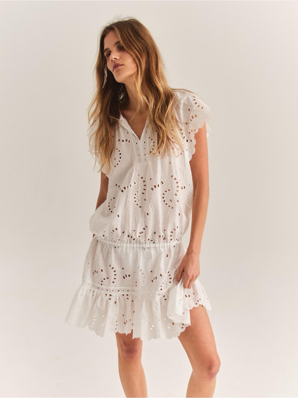 Cartolina Joy Cotton Eyelet Lace Cover-Up Dress